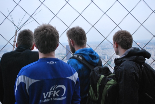 Helge, Kjell Tore, Knut Ivar, and Tommy at the Eiffel Tower